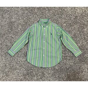 Ralph Lauren Green Striped Button Up Shirt Size  6 Years